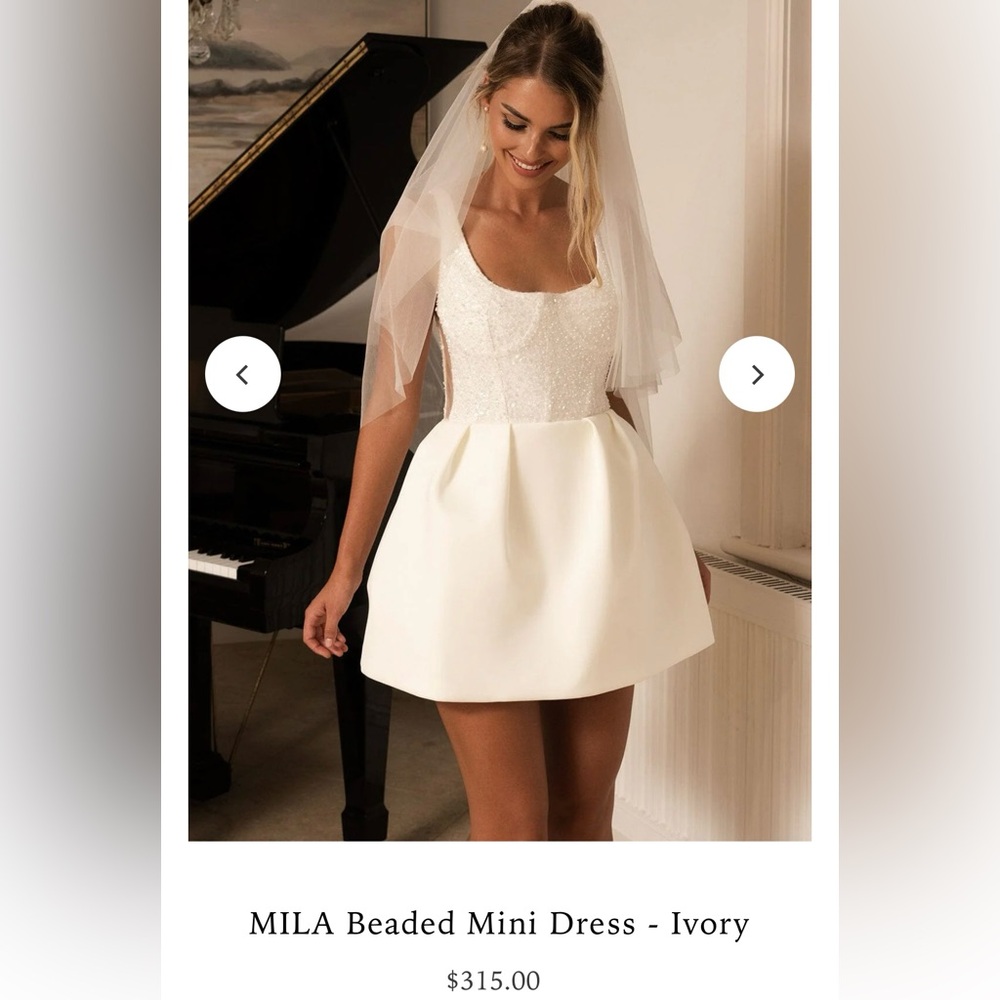 MILA NB Luxe Ivory Beaded Mini Dress